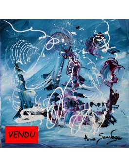 tableau abstrait bleu et violet L'enchantement de la bonne fée