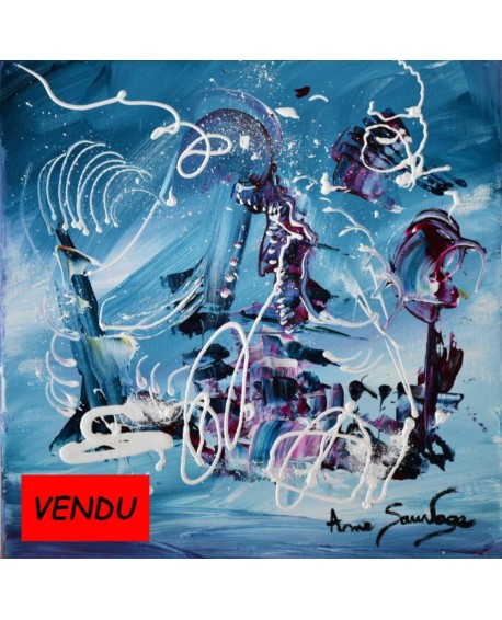 tableau abstrait bleu et violet L'enchantement de la bonne fée