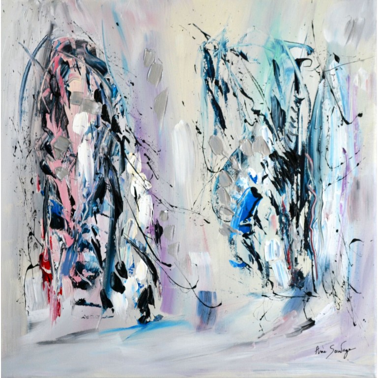 Une belle deesse - tableau abstrait blanc