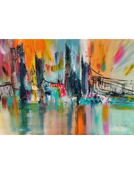 peinture abstraite ville colorée