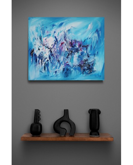 tableau abstrait contemporain bleu