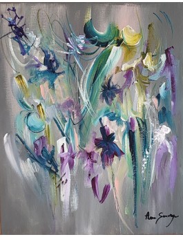 tableau abstrait contemporain fleur