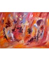 Floraison d'été - tableau abstrait rouge de fleurs