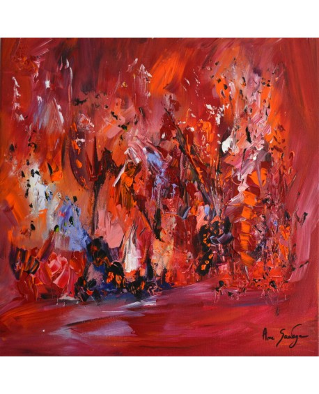 Un feu de joie - tableau abstrait rouge