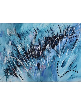 tableau moderne bleu et blanc