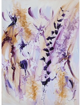 tableau moderne de fleurs violet ocre