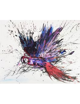 tableau abstrait envol perroquet