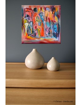 tableau contemporain multicolore