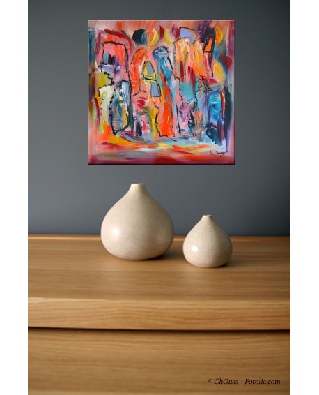 tableau contemporain multicolore