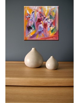 tableau abstrait fleurs