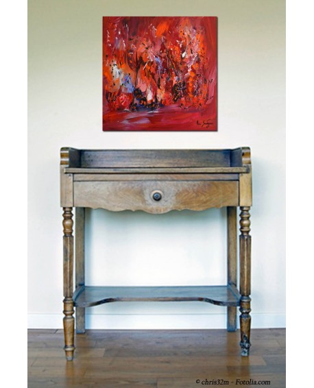 tableau abstrait contemporain rouge
