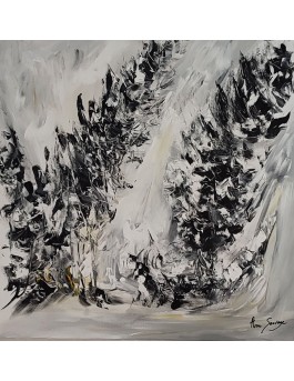 tableau contemporain gris noir et blanc