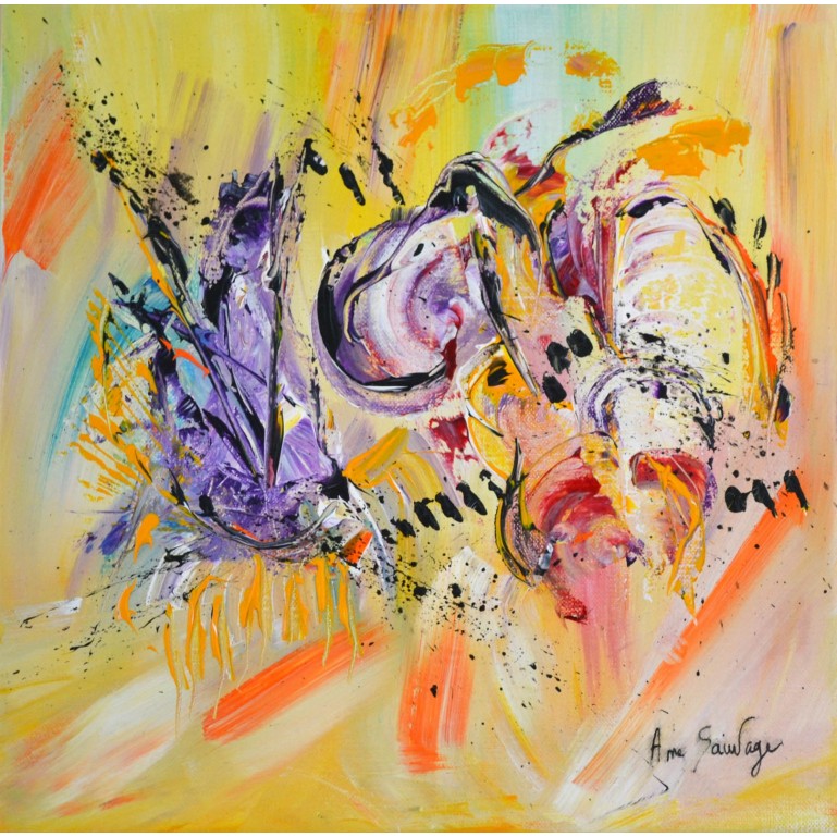 tableau abstrait jaune
