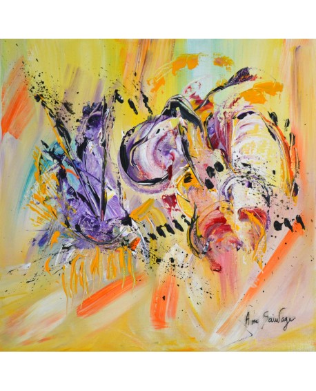 tableau abstrait jaune