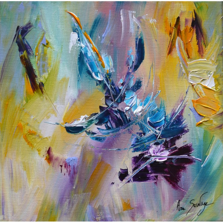 Tableau abstrait coloré violet bleu