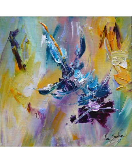 Tableau abstrait coloré violet bleu