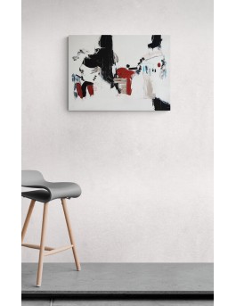 tableau abstrait contemporain minimaliste noir blanc