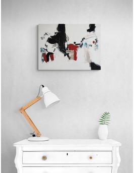 tableau abstrait contemporain minimaliste noir et blanc