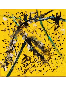 tableau abstrait jaune et noir