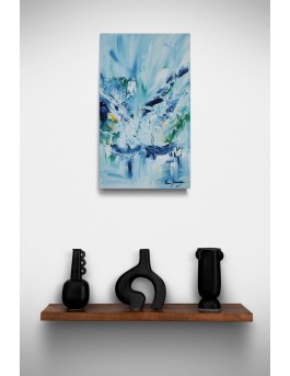 peinture abstraite marine verticale bleue