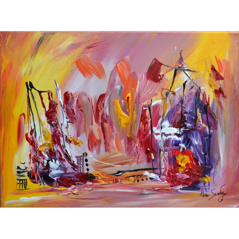 Vie paisible tableau abstrait multicolore