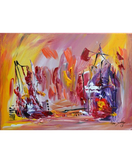 Vie paisible tableau abstrait multicolore
