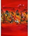 Lumière sur la ville - Tableau abstrait rouge
