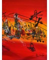 Lumière sur la ville - Tableau abstrait rouge
