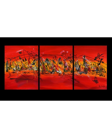 Lumière sur la ville - Tableau abstrait rouge