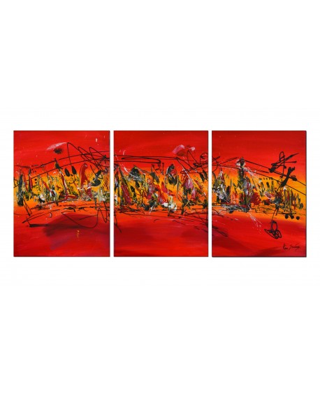 triptyque abstrait rouge