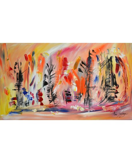Construction épineuse - tableau abstrait multicolore