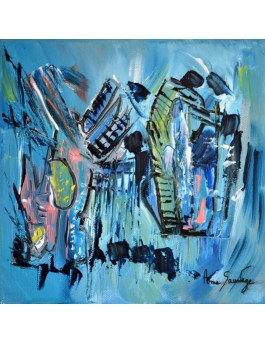 Basculement - tableau abstrait bleu