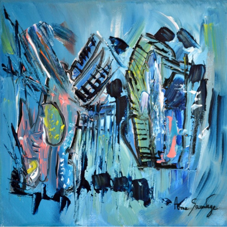 Basculement - tableau abstrait bleu