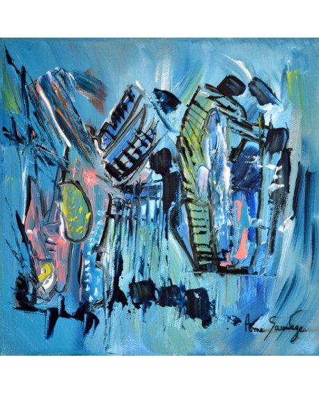 Basculement - tableau abstrait bleu