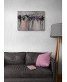 tableau contemporain gris rose de style abstrait