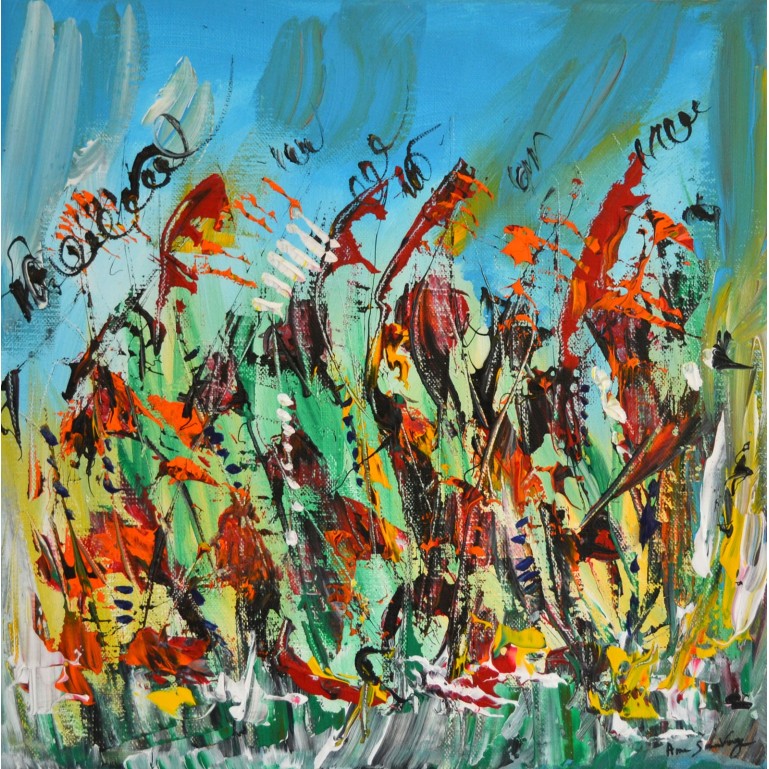 La marche lumineuse - tableau abstrait multicolore