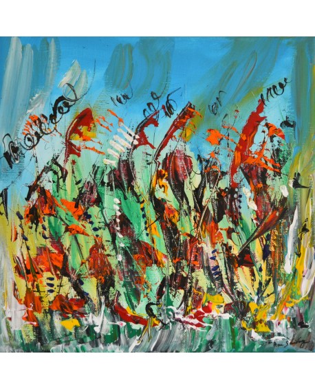 La marche lumineuse - tableau abstrait multicolore