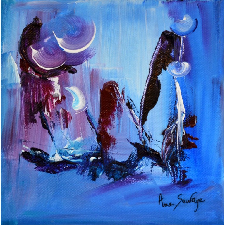 Sous les étoiles tableau abstrait bleu