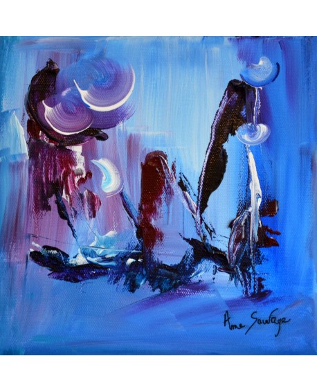 Sous les étoiles tableau abstrait bleu
