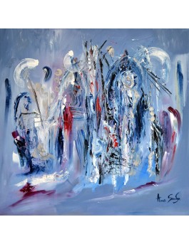 Monument de glace - tableau abstrait bleu