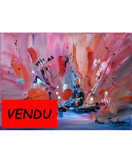 tableau abstrait contemporain rouge Au coeur de la nature 