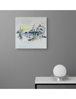 tableau abstrait minimaliste blanc épuré