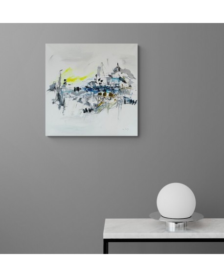 tableau abstrait minimaliste blanc épuré