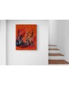 grand tableau abstrait contemporain orange