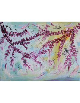 peinture abstraite nature - arbre en fleurs