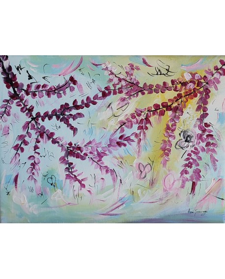 peinture abstraite nature - arbre en fleurs