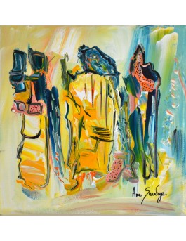 Danses amoureuses - tableau abstrait coloré