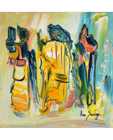 Danses amoureuses - tableau abstrait coloré