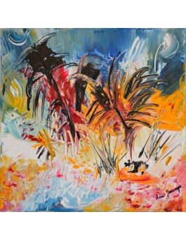tableau abstrait multicolore - peinture coloree
