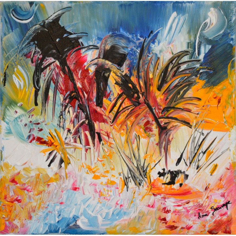 tableau abstrait multicolore - peinture coloree